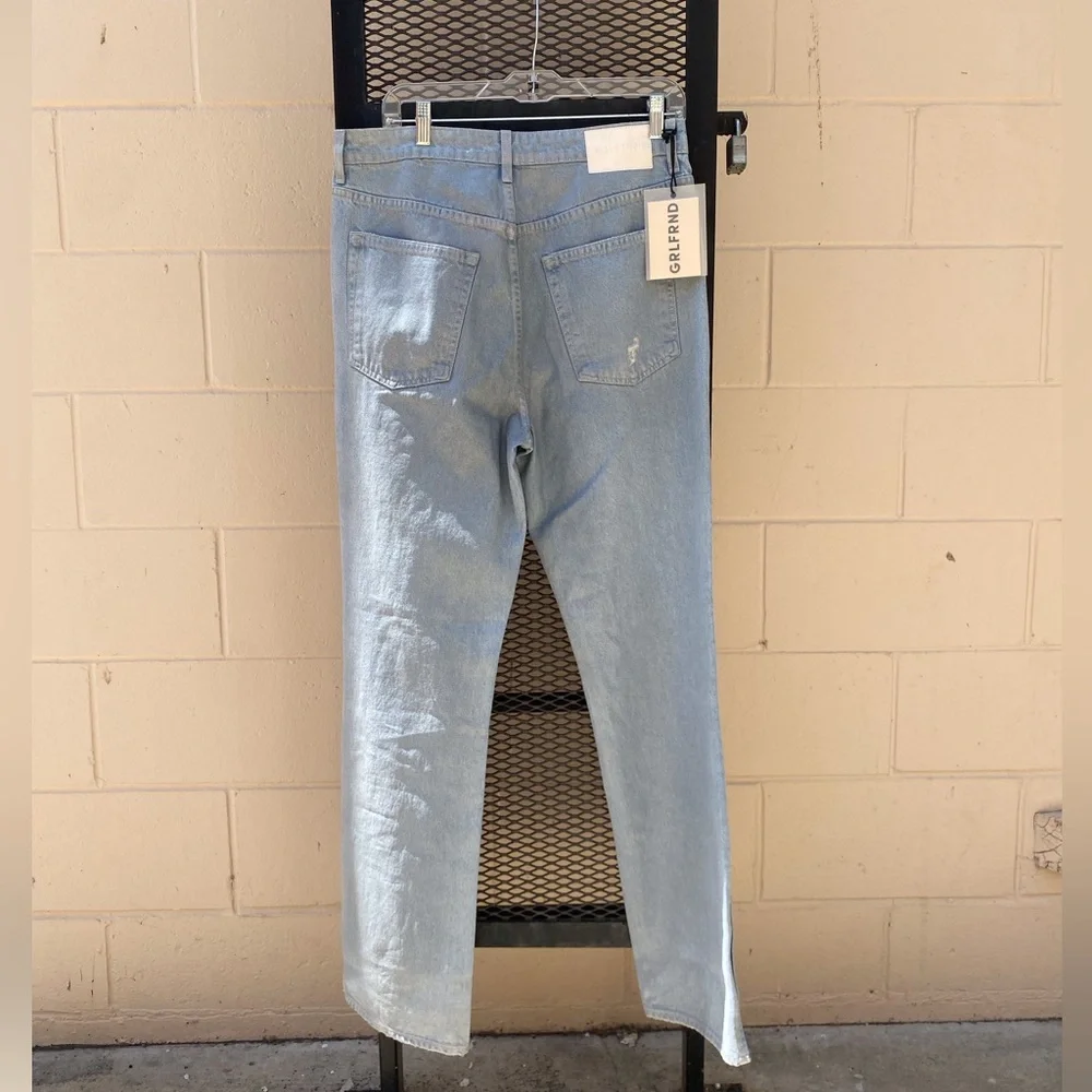 NWT GRLFRND The Harlow Coated High Rise Boot With Slit Lite Wash - Picture 5 of 16